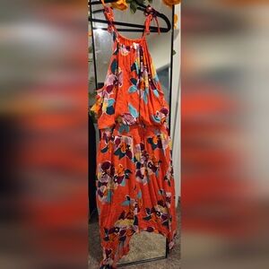 Maurices Orange Floral Casual Dress